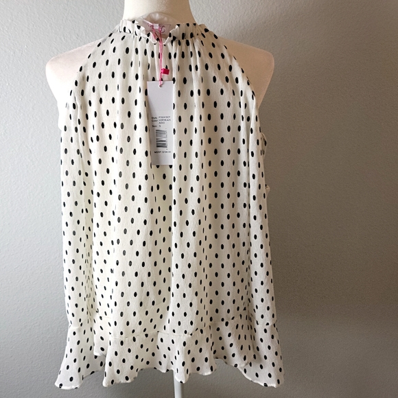 Parker Cold Shoulder Ivory Black Blouse - Picture 7 of 12